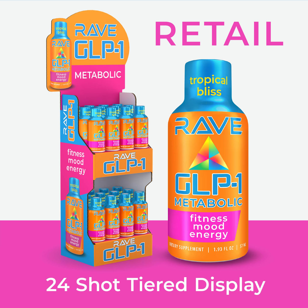 RAVE GLP-1 Shot Countertop Display Tropical Bliss